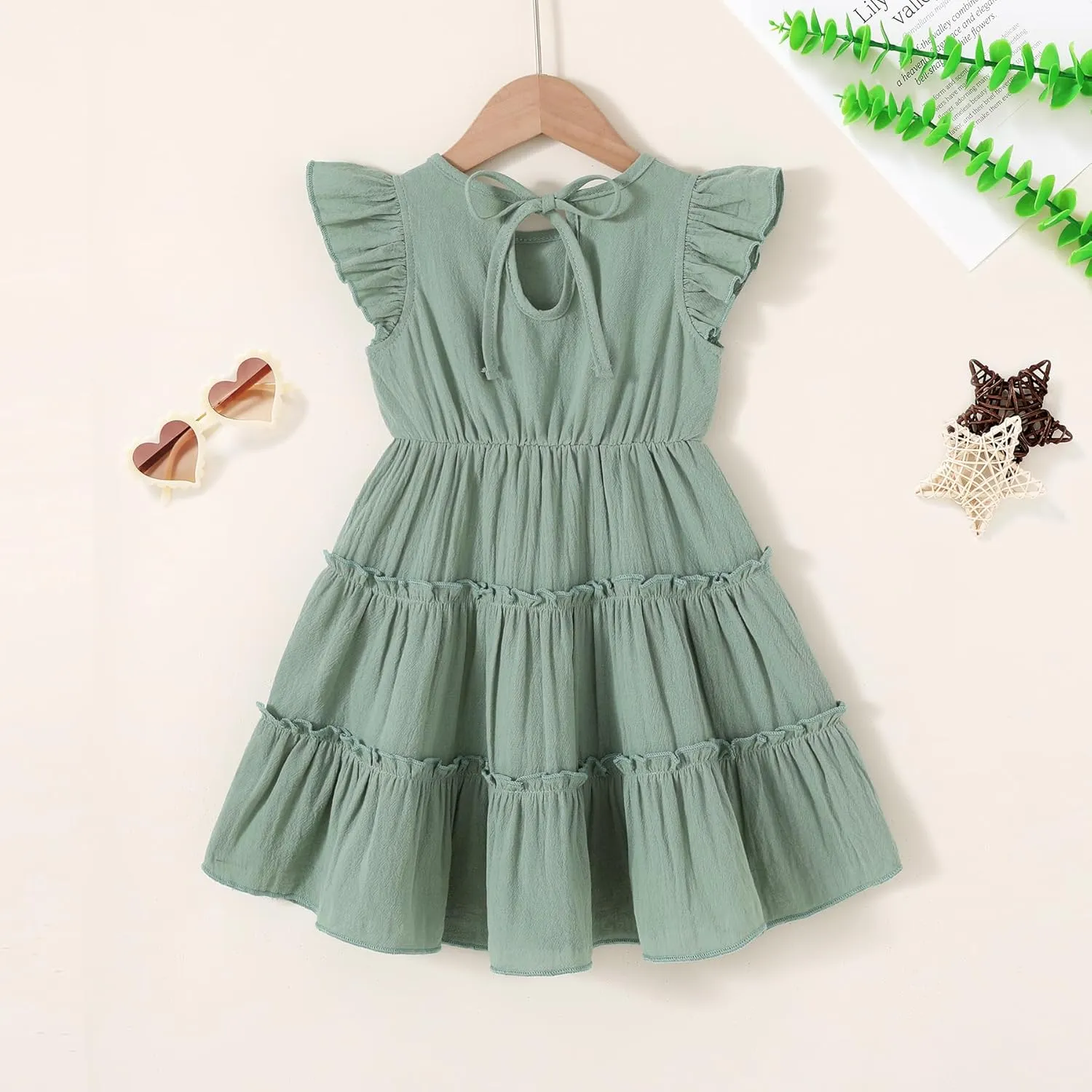 YOUNGER TREE Toddler Dress Baby Girl Summer Clothes Ruffle Sleeve Smock Beach Boho Dresses Sundress