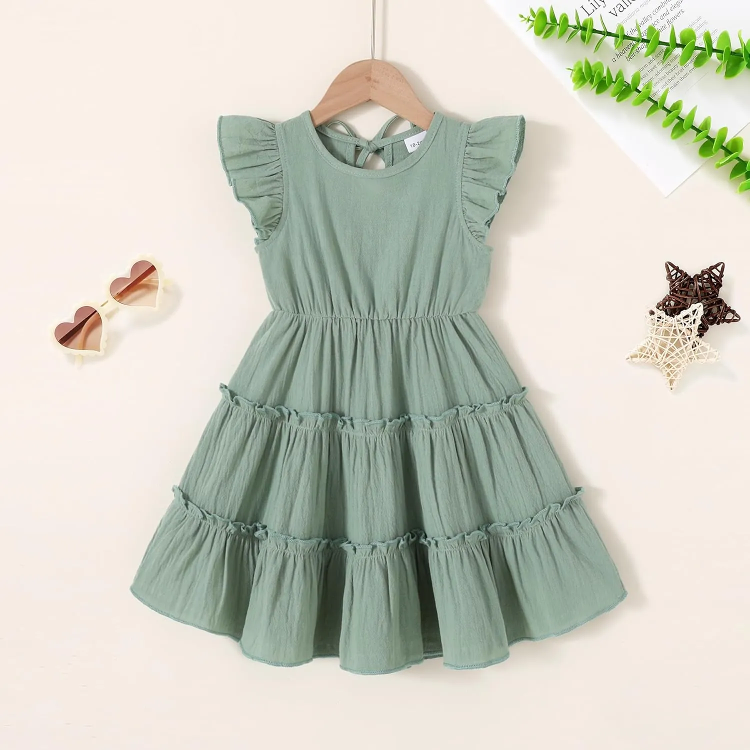 YOUNGER TREE Toddler Dress Baby Girl Summer Clothes Ruffle Sleeve Smock Beach Boho Dresses Sundress
