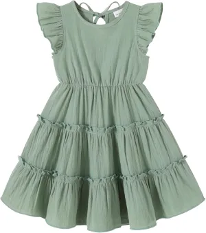 YOUNGER TREE Toddler Dress Baby Girl Summer Clothes Ruffle Sleeve Smock Beach Boho Dresses Sundress