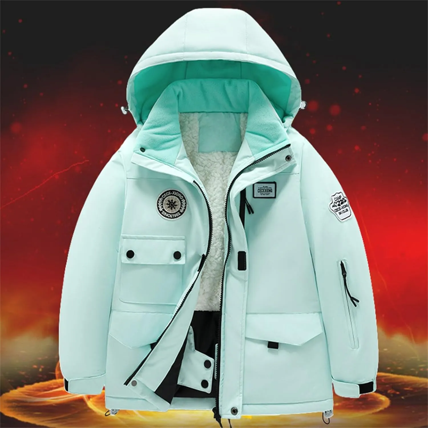 Youth Snowsuit Clothes Pants Sets Baby Girls Hoodie Zipper Cotton Puffer Coats Jacket And Ski Long Pants 2pc Outfits