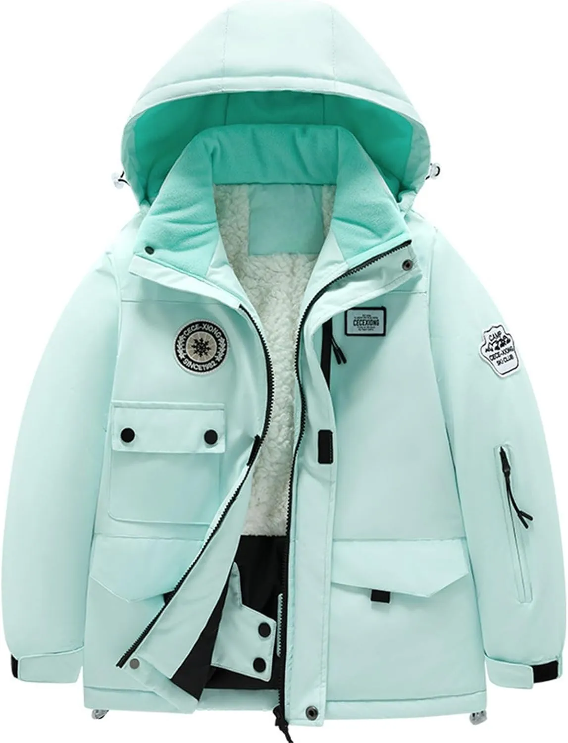 Youth Snowsuit Clothes Pants Sets Baby Girls Hoodie Zipper Cotton Puffer Coats Jacket And Ski Long Pants 2pc Outfits