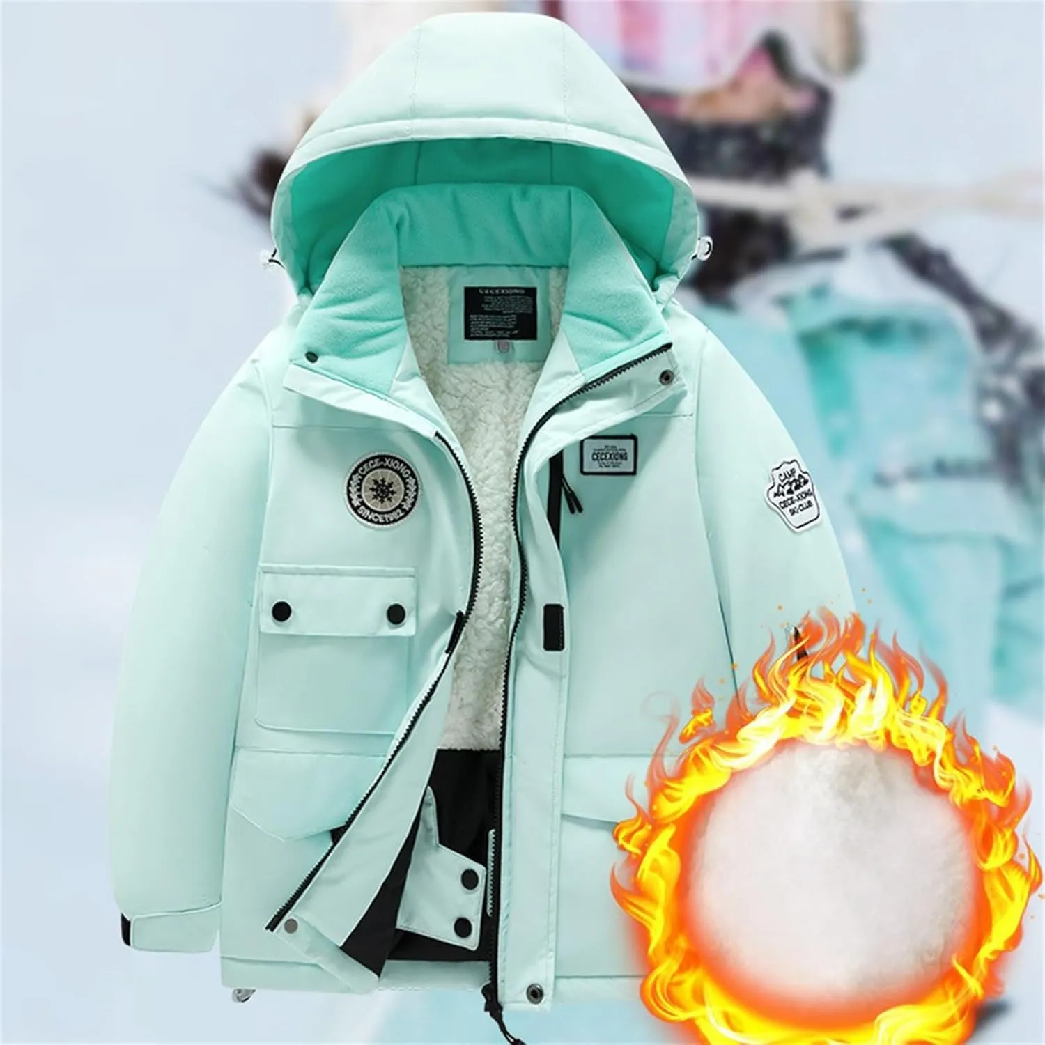 Youth Snowsuit Clothes Pants Sets Baby Girls Hoodie Zipper Cotton Puffer Coats Jacket And Ski Long Pants 2pc Outfits